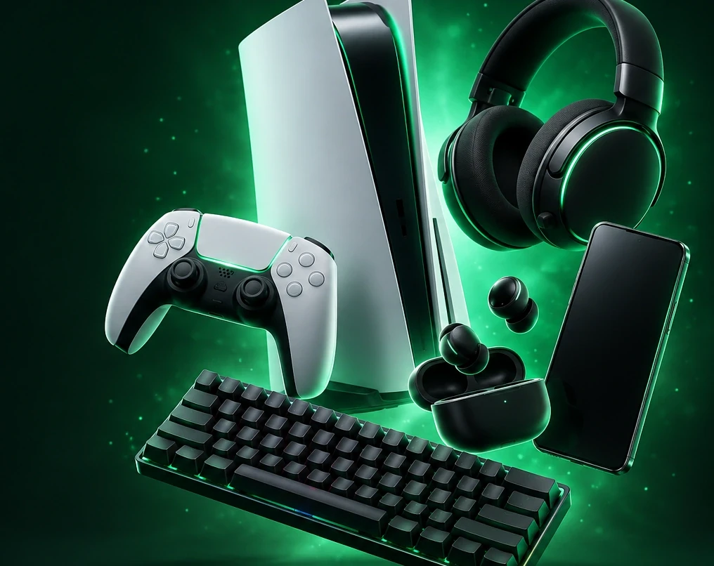 Console, controle, headset gamer, teclado, celular e fones sem fio, produtos que aparecem nas ofertas dos canais
