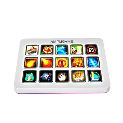 Mesa Controladora Gamer Fifine AmpliGame D6, 15 Teclas Macro LCD, RGB, Branco - D6W