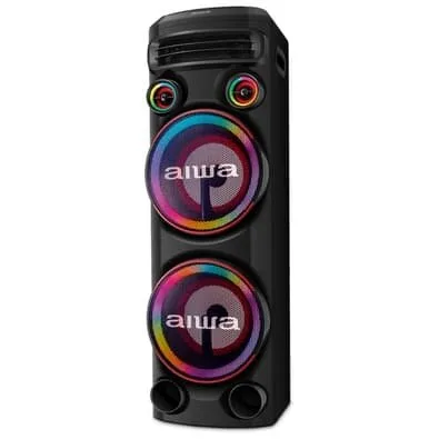 Torre De Som AIWA, RGB, Bivolt, Bluetooth 5.3, TWS, 2 Woofers 10, Preto - AWS-T2W-02