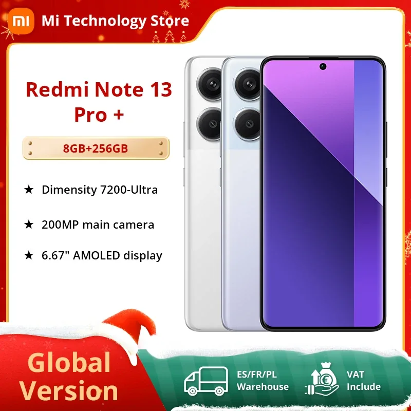 Xiaomi-Smartphone Redmi Note 13 Pro Plus, 5G, NFC, 12GB, 512GB, 200MP, Câmera Tripla OIS, 120Hz, AMOLED, Carregamento 120W, Versão Global