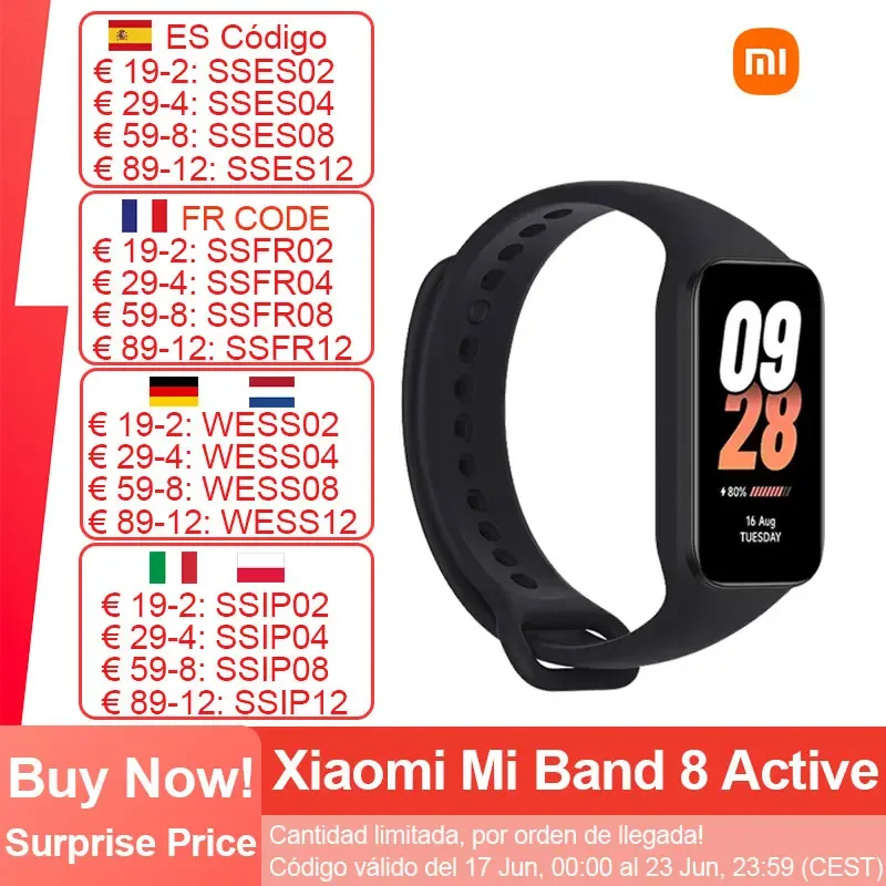 Xiaomi-Mi Band 8 Pulseira Inteligente, Tela LCD 1.47 ', Bluetooth 5.1, Frequência Cardíaca, Monitoramento SpO2, 50 + Modos Esportivos