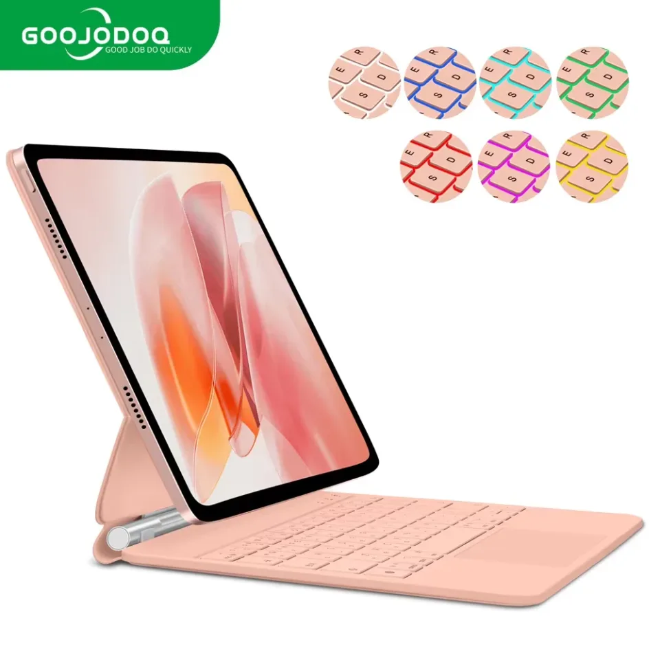 GOOJODOQ Teclado Mágico para iPad Pro 11 Polegada 4a/3a/2a/1a Geração iPad Air 11 M2 M3 Air 4 Air 5 Suporte Flutuante Teclado Bluetooth