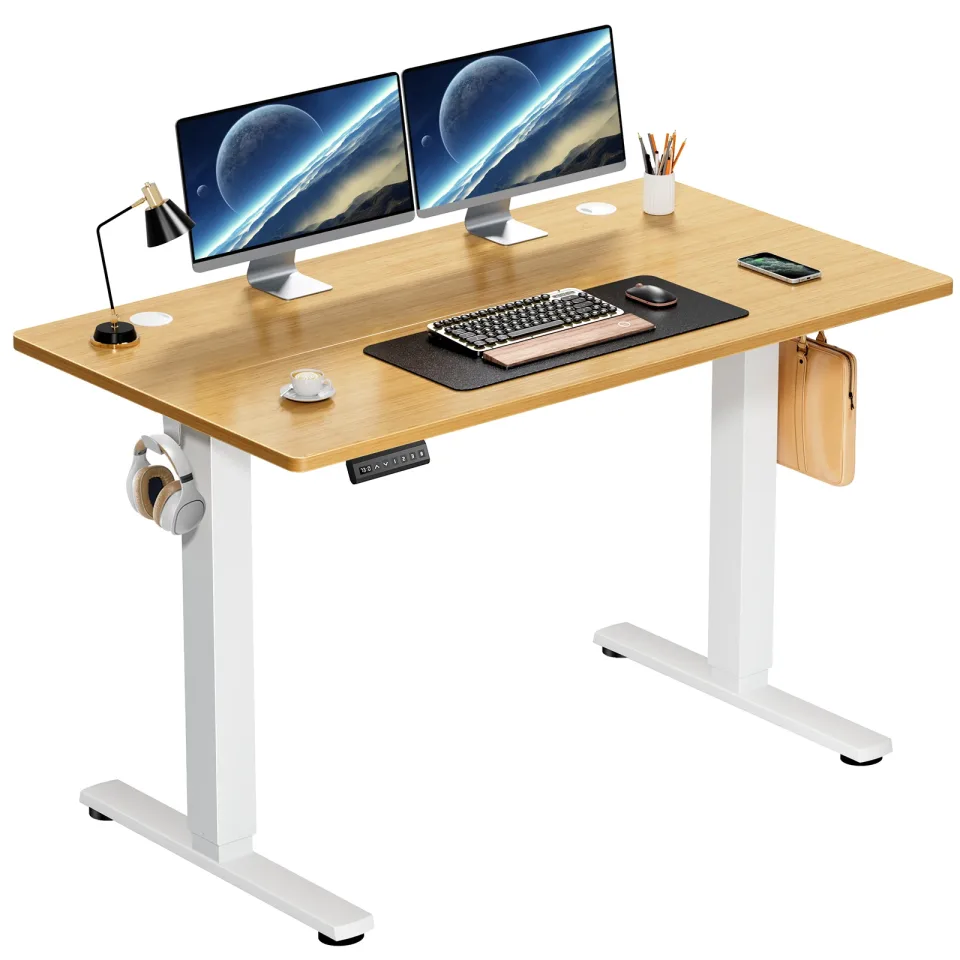 JHK Mesa de pé elétrica com altura ajustável 40x24 polegadas Stand Up Sit Stand Estação de trabalho para computador Mesa de trabalho ergonômica