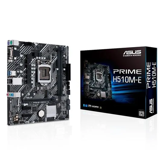 Placa-Mãe Asus Prime H510M-E Intel LGA1200, microATX, DDR4, M.2 Nvme