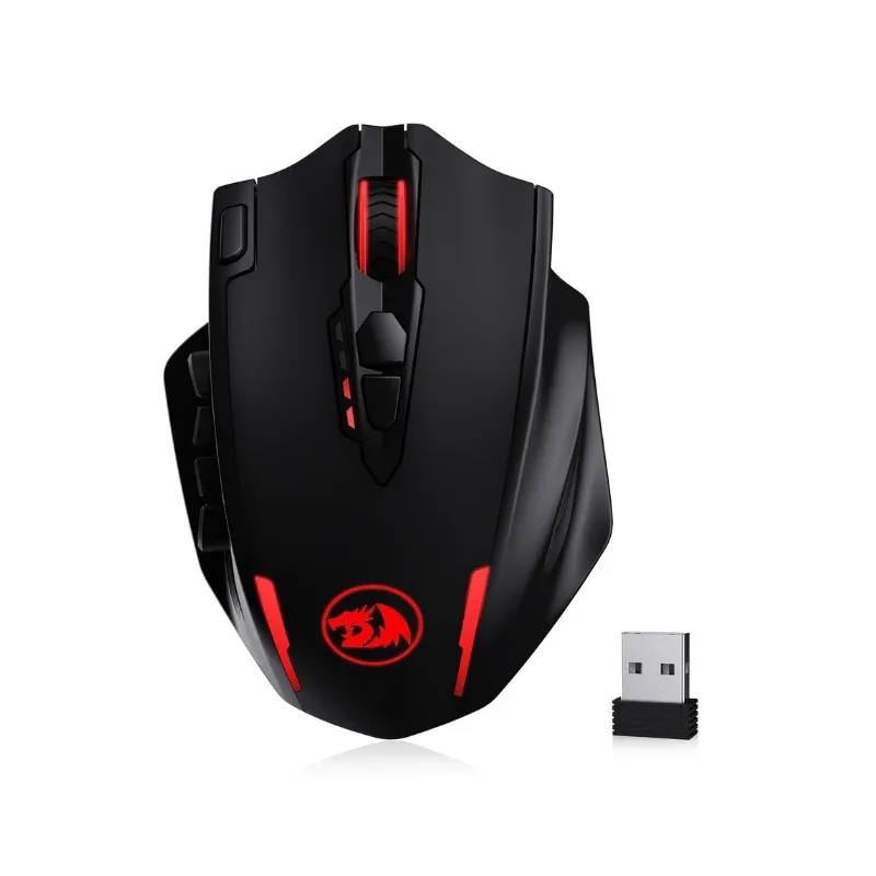 Redragon M913 Gaming 16000 DPI com fio 2,4 Ghz sem fio RGB Mouse óptico para jogadores 16 botões programáveis, mouse preto/branco