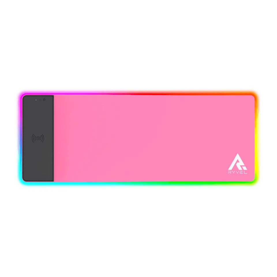 Mousepad Gamer Ryvel Pink, RGB, Charge (carrega Smartphone), 800x300mm, RY-MP-CG-PK