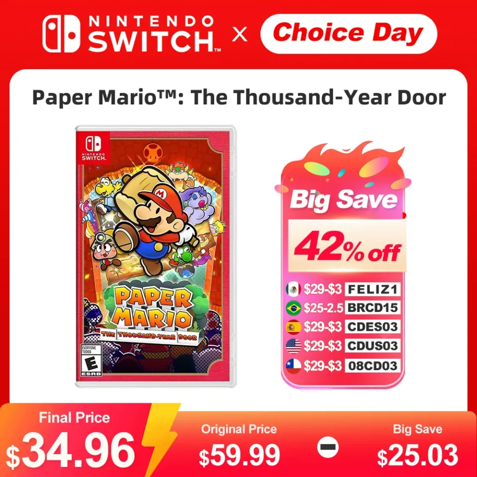 Paper Mario The Thousand Year Door Jogo Nintendo Switch, Cartas de Jogo Físicas 100% Originais, OLED Lite, Promoções, Novo
