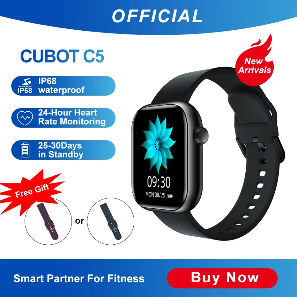 Cubot c5 1.7" 5ATM à prova dip68 água smartwatch freqüência cardíaca monitor de calorias toque fitness rastreador esporte relógio inteligente para homens mulher android ios Iphone Huawei Xiaomi Samsung Oneplus Poco
