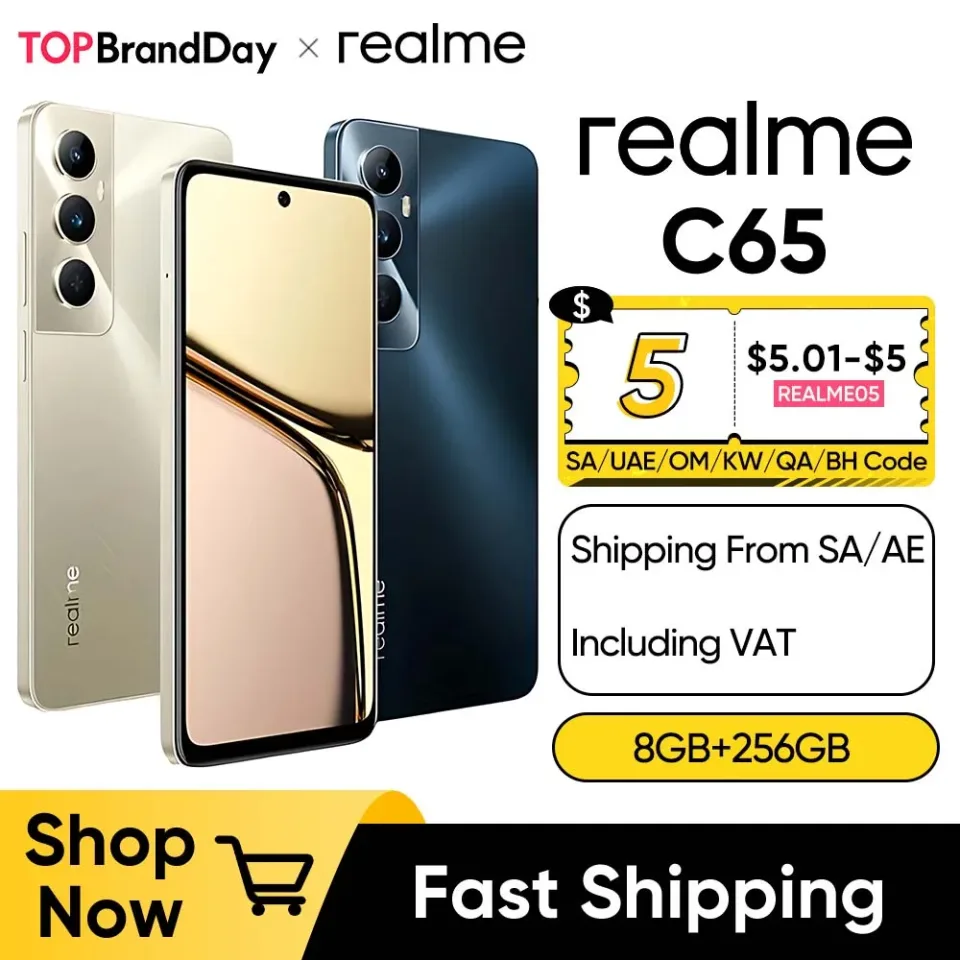 Realme-C65 Smartphone com Carga Supervooc, Câmera 50MP AI, 45W, 6.67 "Grande Display, Bateria 5000mAh, Helio G85, NFC