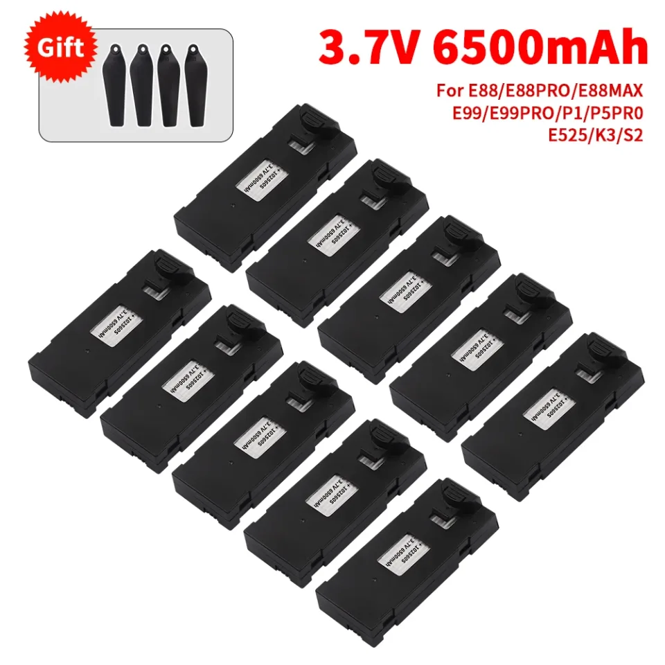 3.7v 6500mah rc drone bateria acessório para e88 e88pro e99 p1 k3 lse525 e525 pro mini uav drone bateria especial peças rc