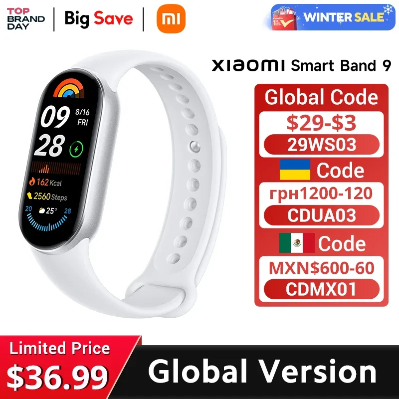 [Estreia mundial] Versão global Xiaomi Smart Band 9 Mais de 150 modos esportivos Monitoramento do sono Tela AMOLED de 1,62" Vida útil da bateria de 21 dias