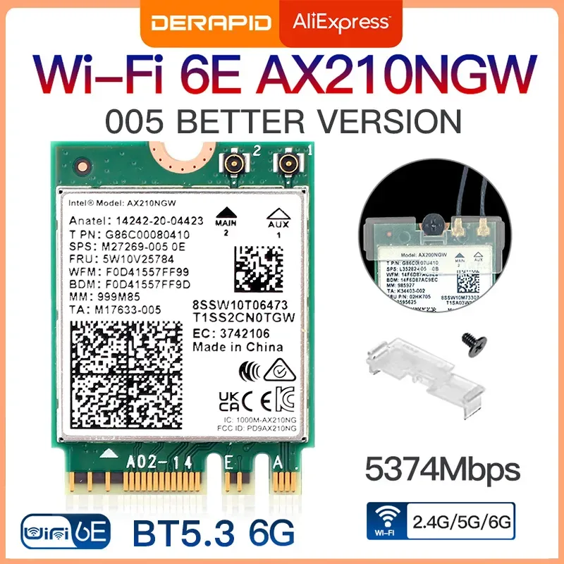 Banda dupla intel ax210 ax210ngw sem fio 2.4gbps 802.11ax wi-fi sem fio 6 ax200 para intel 8265ngw/9260ac m.2 ngff wlan wi-fi cartão