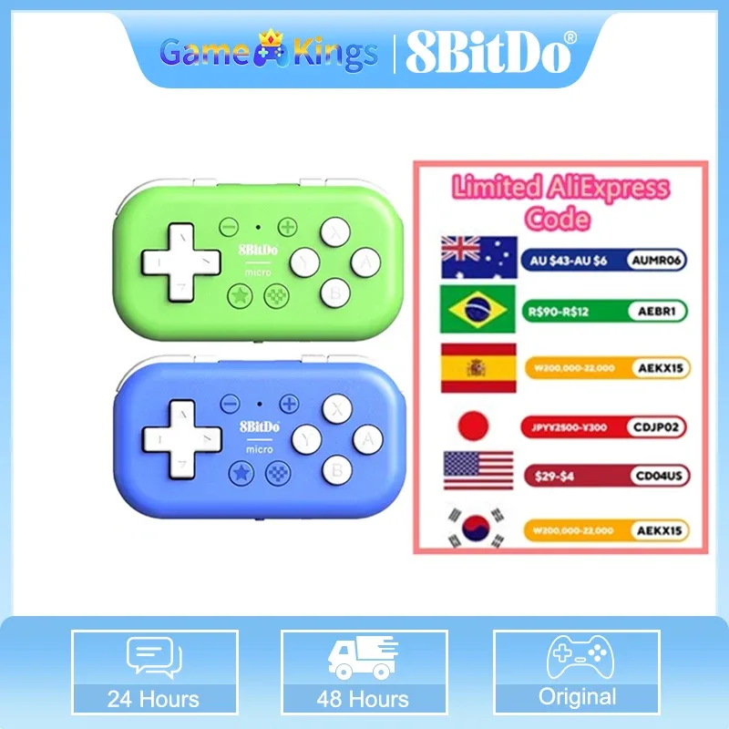 8bitdo micro bluetooth gamepad mini controlador suporte para nintendo switch/android/raspberry pi/ios/win10/11 e modo teclado