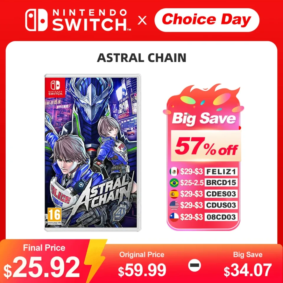 ASTRAL CHAIN Cartão de Jogo Físico Oficial para Console OLED Lite, Flash CHAIN, 100% Oficial, Nintendo Switch Game Deals
