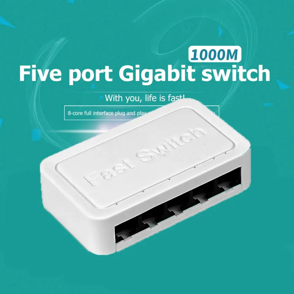 Mini Switch de Rede Gigabit, Ethernet, Divisor De Internet, Desktop, Hub RJ45, 5 Portas, 10 Mbps, 100 Mbps, 1000Mbps