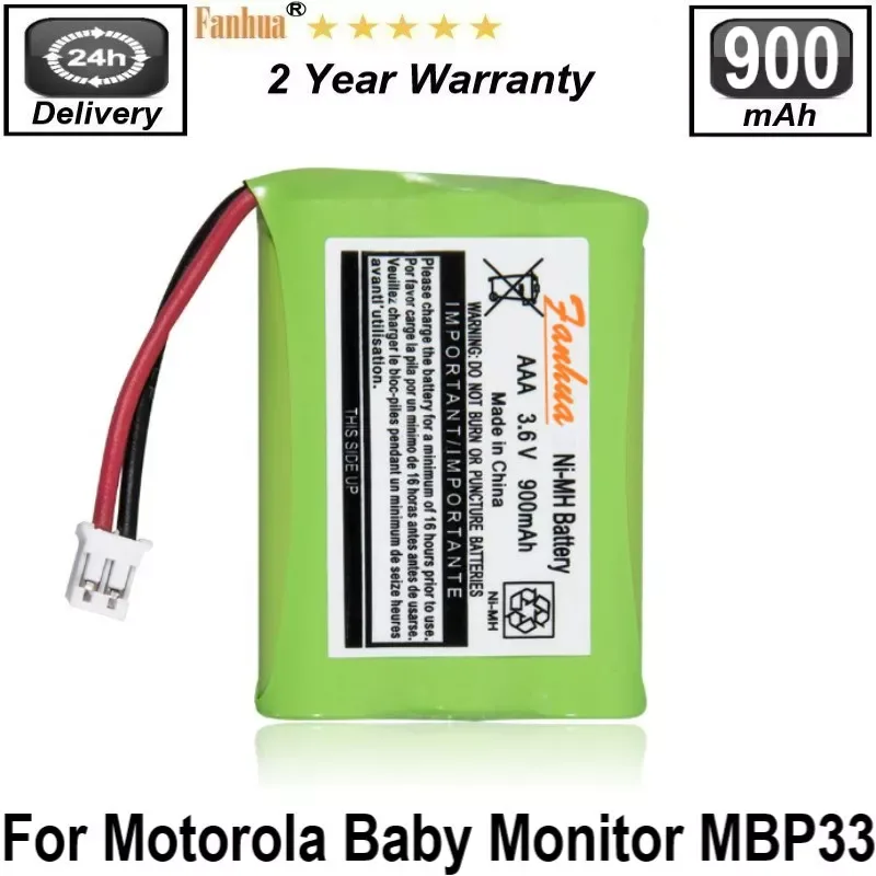 100% 3.6V 900mAh Ni-MH Bateria de Substituição para Motorola Monitor Do Bebê MBP33 MBP33S MBP33PU MBP36 MBP36S MBP36PU