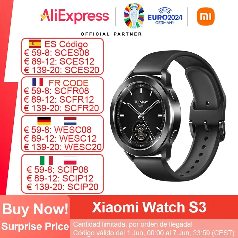 Xiaomi-S3 relógio inteligente para homens e mulheres, chamada telefônica bluetooth, 1.43 "AMOLED, 466 × 466 pixels, 150 + modos esportivos, novo, 2024