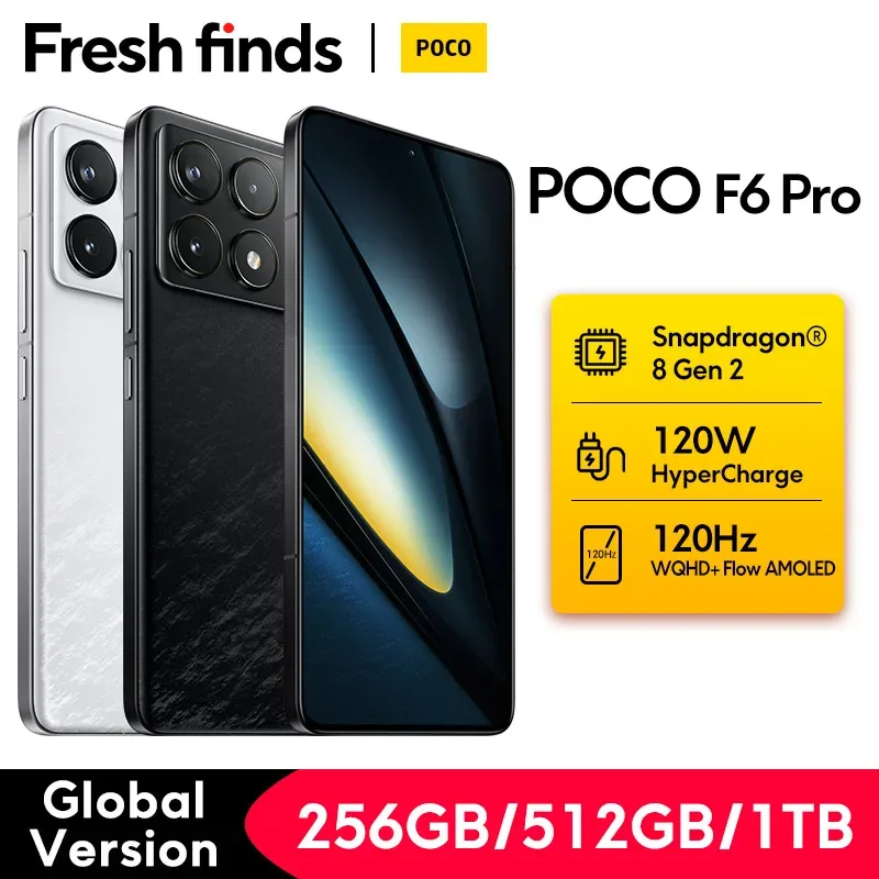 【Estreia mundial】POCO F6 Pro 5G Versão Global Smartphone Snapdragon ® 8 Gen 2 120W HyperCharge WQHD + 120Hz Fluxo AMOLED Display NFC