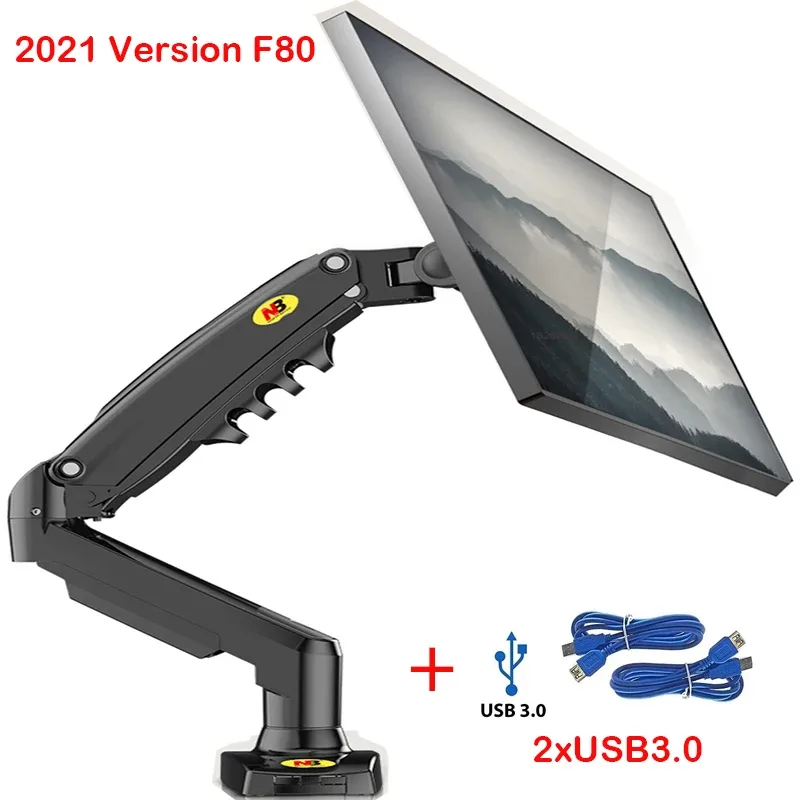 F80 LED LCD Monitor Mount Holder Braço, 17-30 ", suporte a gás ergonômico, flexível, carga 2-9kg, mesa de trabalho, gás Primavera