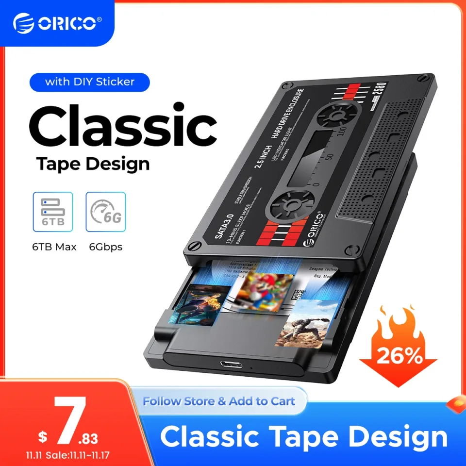 ORICO-Caso de disco rígido externo com adesivo DIY, gabinete HDD, SATA para USB 3.0, tipo C, 5Gbps, 6Gbps, 2,5"