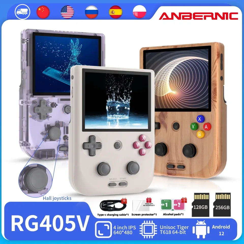 ANBERNIC-RG405V Console de videogame portátil, Retro Game Player portátil, 4 "IPS HD Touch Screen, Sistema Android 12, T618, WiFi 64-bit
