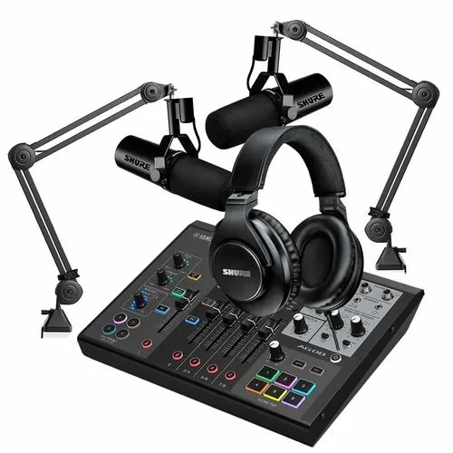 Kit 2 Microfones SM7DB estúdio + 2 Suportes e Mixer AG08B SM7DBX2+ARM1+AG08