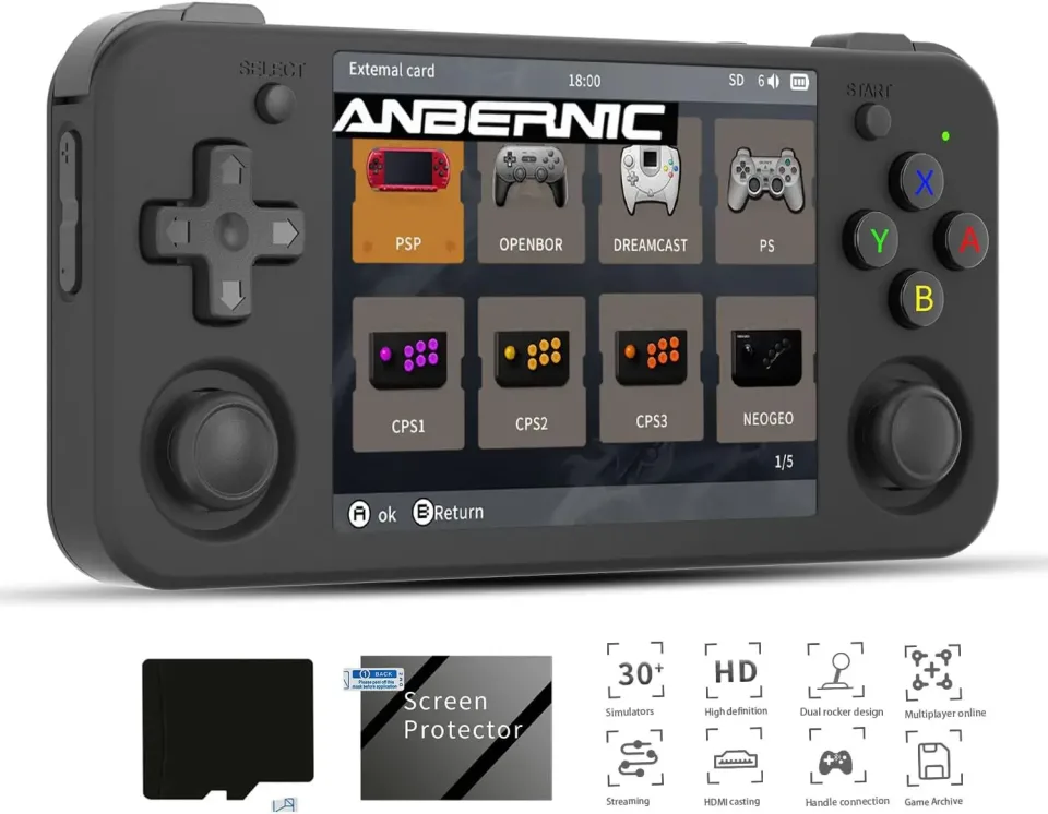 Anbernic rg35xx h consoles portáteis para jogar videogames 3.5 polegadas ips 640*480 tela retro game player 3300 mah bateria