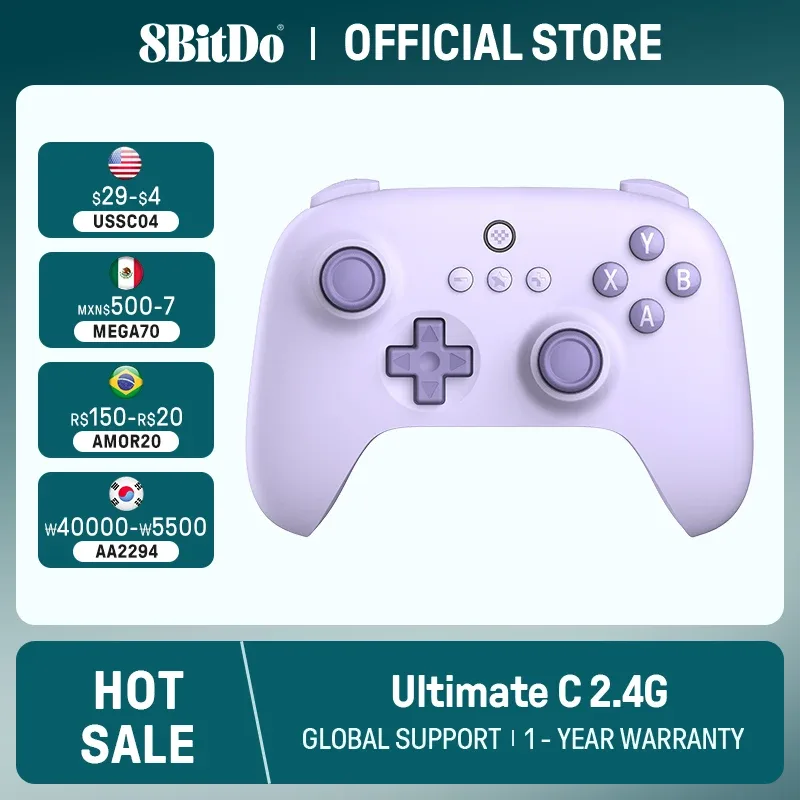 8BitDo - Ultimate C Wireless Gaming Controller, 2.4G, PC, janelas 10, 11, Steam Deck, Raspberry Pi, andróide