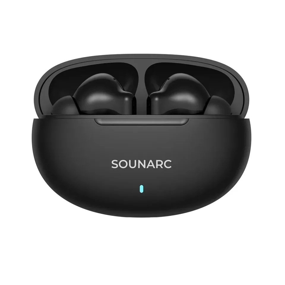 SOUNARC-Q1 Earbuds Bluetooth, 28 horas de reprodução, chamada cristalina, controle inteligente de toque, emparelhamento automático rápido, acesso a voz, 5.3