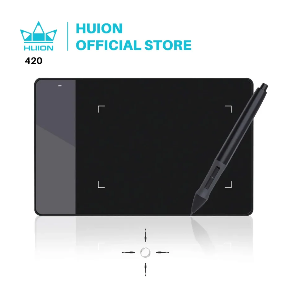Tablets Gráficos Digitais Profissionais HUION OSU 420 4' Tablets de Desenho para Assinaturas Tablet de Escrita Manual Preto 2048 Níveis 176 X 111mm