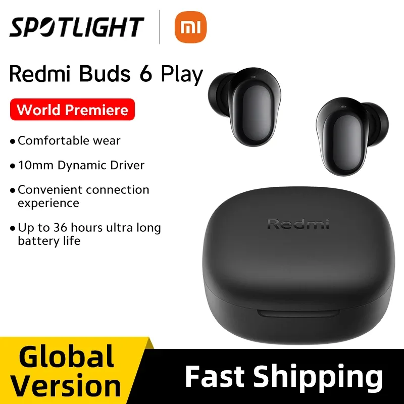 Xiaomi-Fone de Ouvido TWS, Driver Dinâmico, Cancelamento de Ruído AI para Chamadas, Bluetooth 5.4, 10mm, Estreia Mundial, Redmi Buds 6 Play