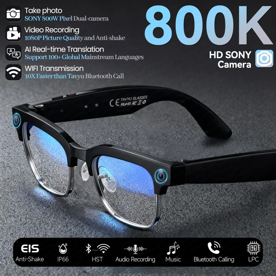 Novo negócio 4k hd mudança de cor ai óculos inteligentes 800w pixel câmera 1080p vídeo ai chat leitor música chamada ai esportes óculos masculino