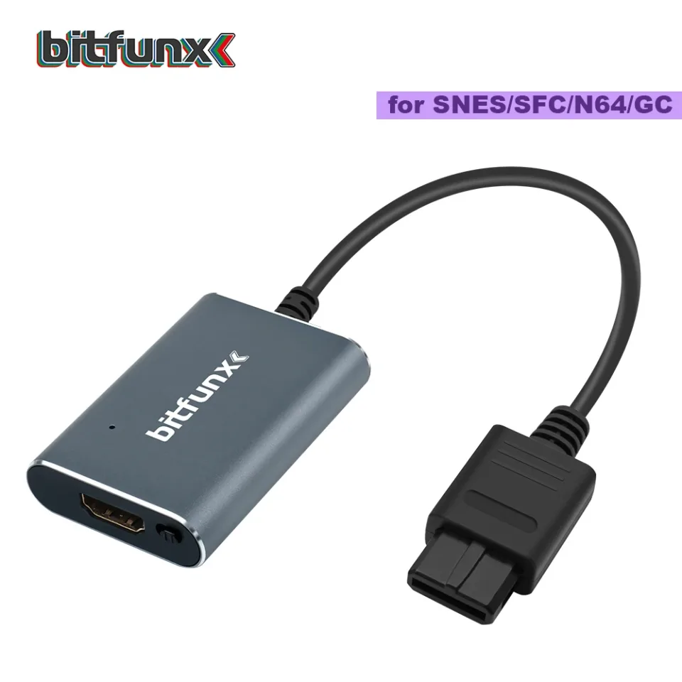 Adaptador compatível com Bitfunx-HDMI, S-Video, AV, conversor HDTV para NTSC, PAL, N64, SNES, SFC, NGC, consolas de jogos, 1080P