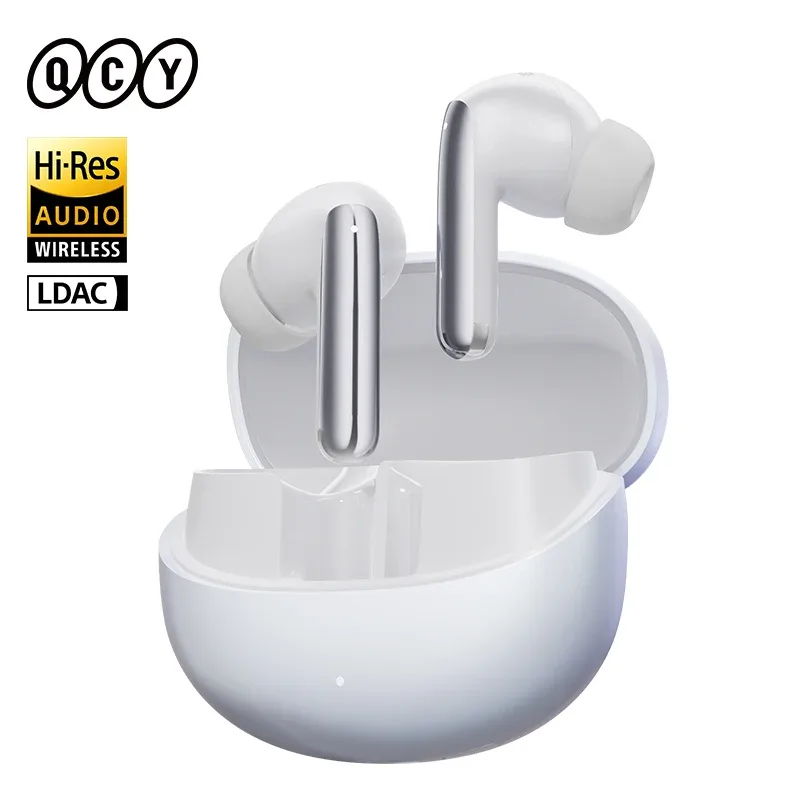 QCY-MeloBuds Pro ANC Fones de ouvido sem fio, Hi-Res, LDAC, Fones de ouvido Bluetooth 5.3, Conexão multiponto, detecção intra-auricular, 46dB, 6 Mic