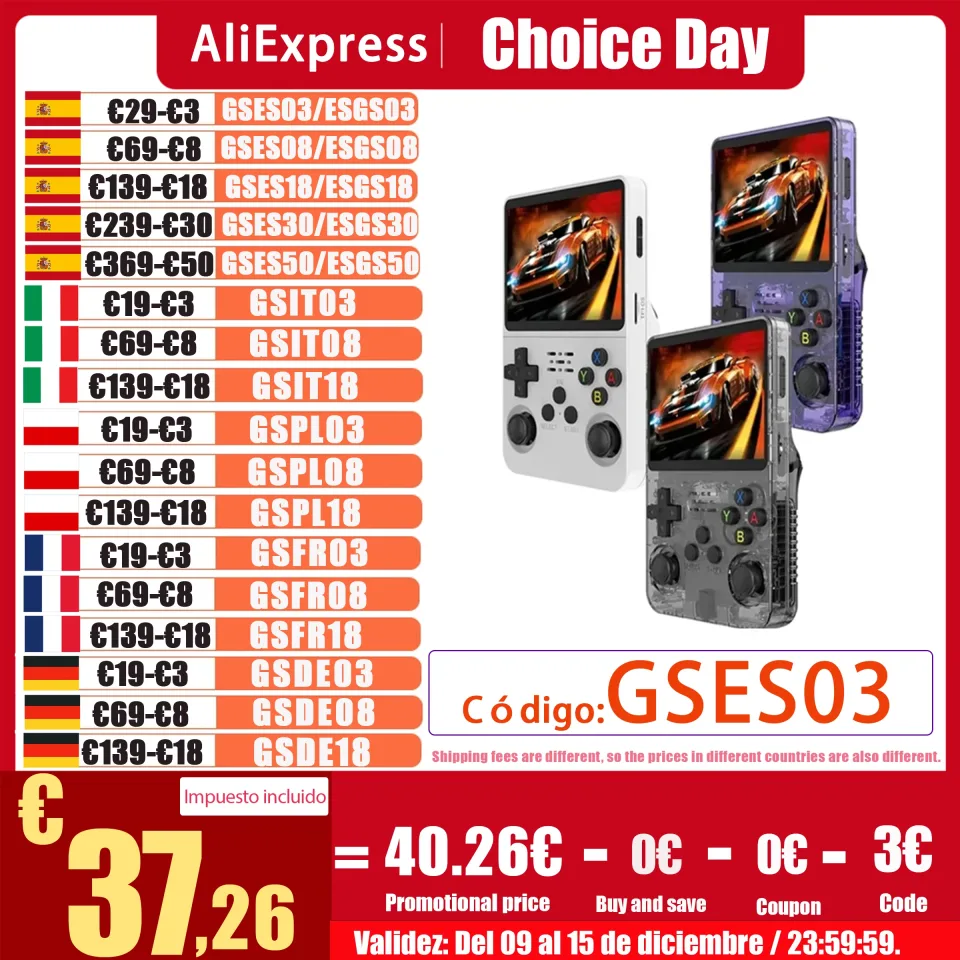 R36S Console de videogame portátil retro, sistema Linux, 3.5 Polegada tela IPS, jogador de bolso portátil, jogos R35S 64GB