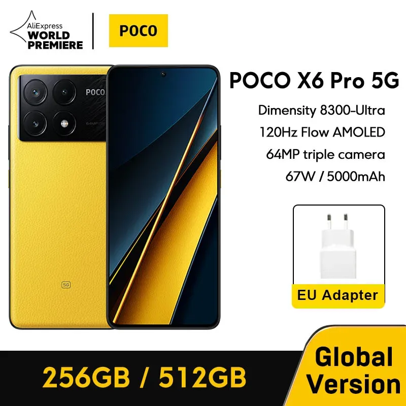 POCO X6 Pro 5G Versão Global Smartphone Dimensity 8300-Ultra 6,67" Fluxo AMOLED DotDisplay 64MP NFC