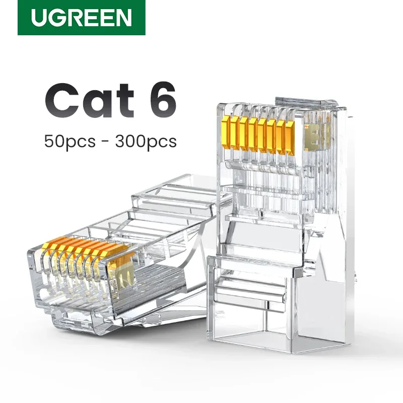 Ugreen rj45 conector do cabo ethernet cat6 conector 50 pces-300 pces cabo ethernet friso conectores utp plugue de rede para rede
