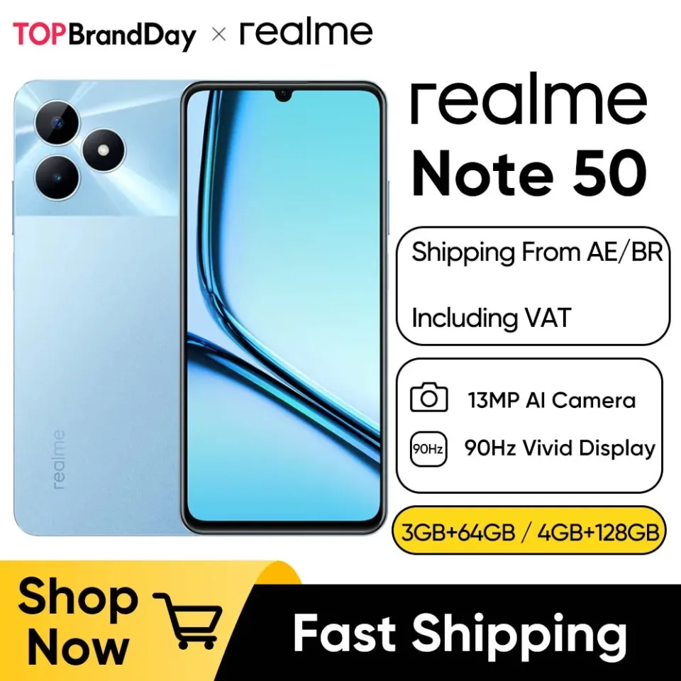 Realme nota 50 telefone móvel 6.74 "90hz tela realista 13mp ai câmera octa-core processador telefone 5000mah bateria grande