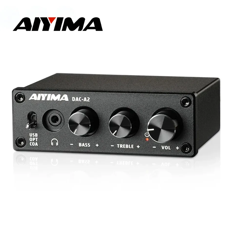 Decodificador de Áudio HiFi AIYIMA DAC-A2, Amplificador de Fones de Ouvido USB, Saída Coaxial Óptica, DAC Estéreo para Jogos, para Amplificadores e Caixas de Som Ativas