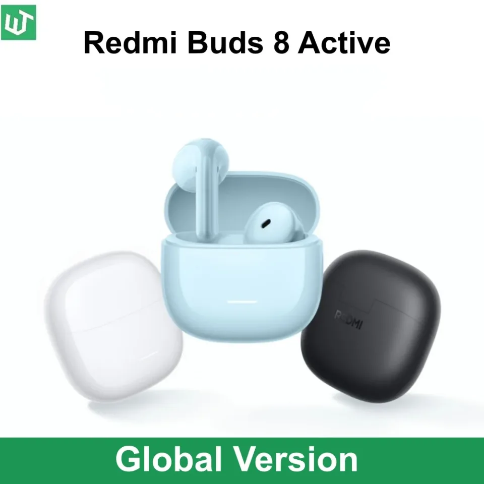 Novos Redmi Buds 8 Ativos Versão Global com Cancelamento de Ruído AI de Microfone Duplo para Chamadas, 37 Horas de Bateria e Cancelamento de Ruído de Vento de 6m/s