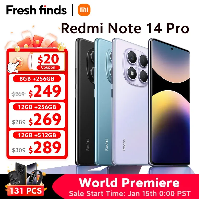 Estreia mundial versão global xiaomi redmi note 14 pro 4g smartphone 200mp câmera ai mediatek helio G100-Ultra 6.67 "5500mah