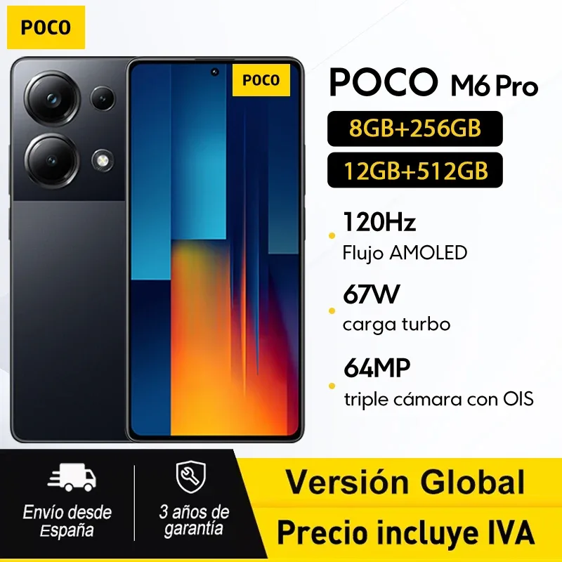 POCO-M6 Pro Versão Global Câmera NFC, 256GB, 512GB ROM, MTK Helio G99-Ultra Tela AMOLED, 6,67, 120Hz, Show 64MP
