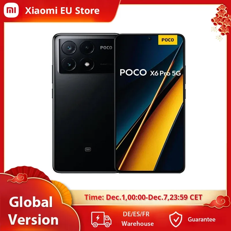 POCO-X6 Pro Smartphone 5G NFC, Versão Global, Dimensão 8300-Ultra, 6.67 ", 1.5K Flow AMOLED DotDisplay, 64MP, 67W, NFC