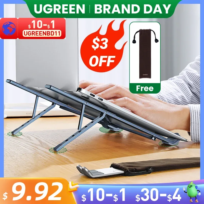Ugreen portátil suporte para macbook ar pro dobrável de alumínio vertical notebook suporte para portátil macbook pro tablet suporte