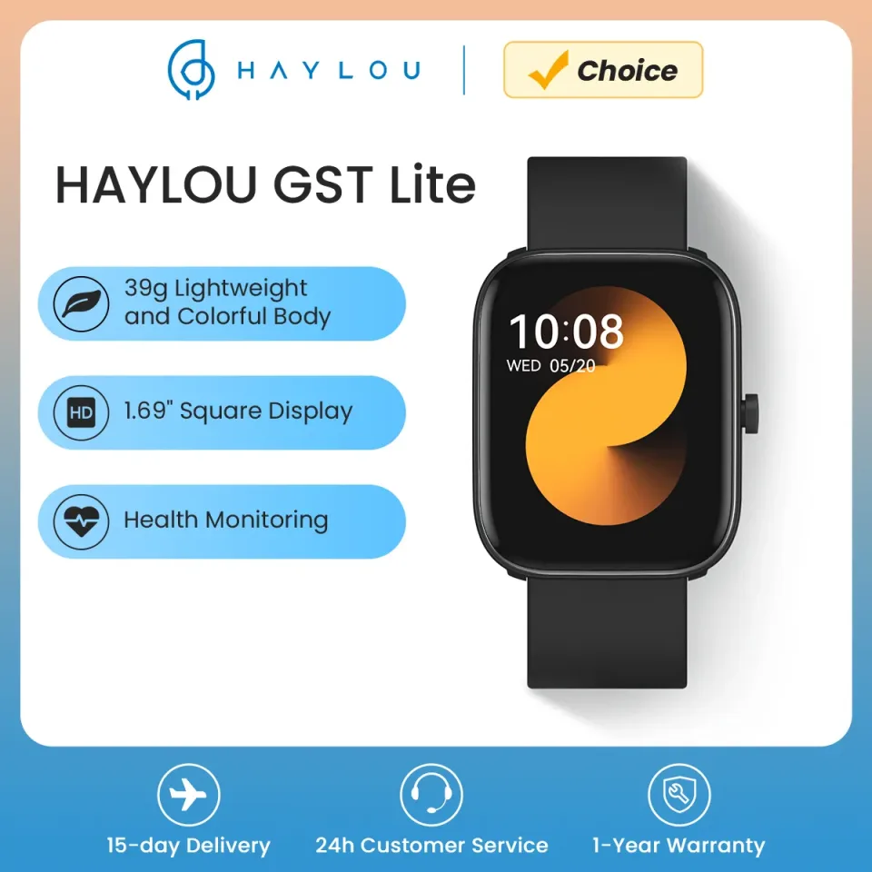 HAYLOU-GST Lite relógio inteligente para homens e mulheres, 1,69 "grande display smartwatch, 39g leve, 30 modos esportivos