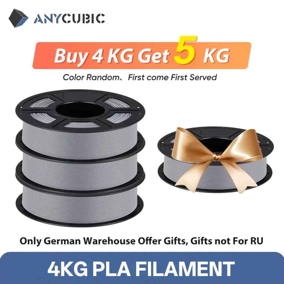 4 kg/lote de filamento de PLA de plástico de 1,75 mm da ANYCUBIC para impressora 3D FDM, 1 kg/rolo, material de impressão 3D para Kobra 2 Neo Max.