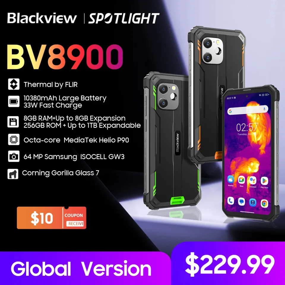 Blackview-BV8900 Máquina Robusta Android 13, Helio P90 Octa Core, Térmica por FLIR, 16GB, 256GB, 6.5 ", 1080x2400, Estreia Mundial®
