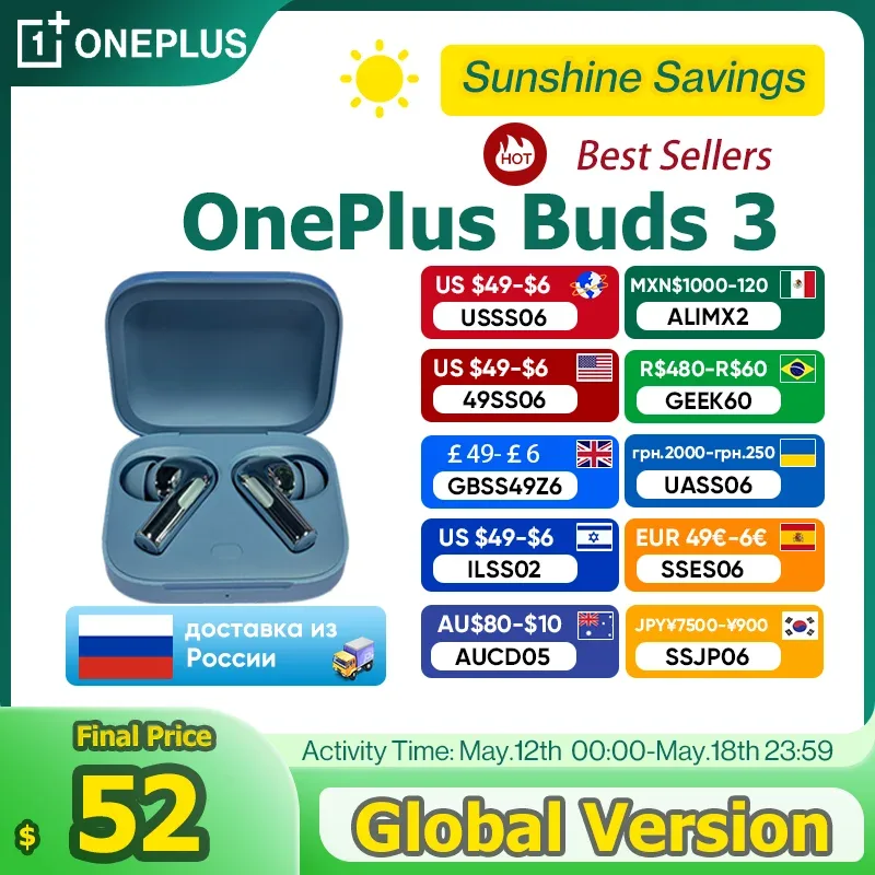 2024 nova versão global oneplus buds 3 tws bluetooth fone de ouvido 49db cancelamento de ruído ativo sem fio para oneplus 12
