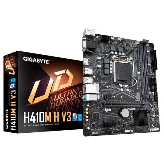 Placa-Mãe Gigabyte H410M H V3 Ultra Durable Intel LGA1200 mATX DDR4 M.2 NVMe