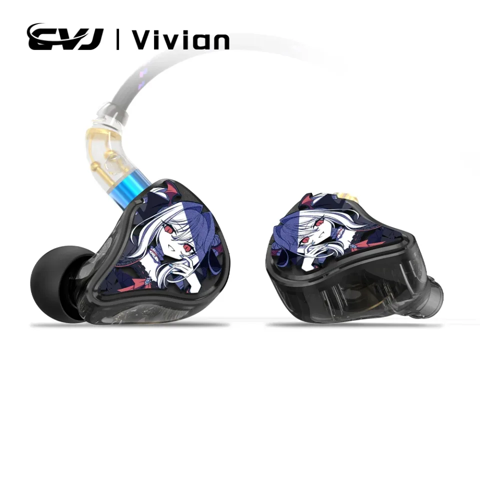 CVJ Vivian Fones de ouvido intra-auriculares Driver dinâmico de 10 mm adequado para música e jogos Cabo removível de 0,78 mm Qualidade de som HiFi